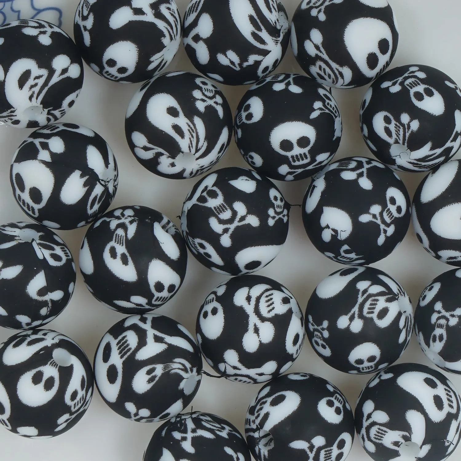 12mm Round Silicone Beads Silicone Colorful/Christmas/Snakeskin/Skull Pattern Beads 10pcs 103851