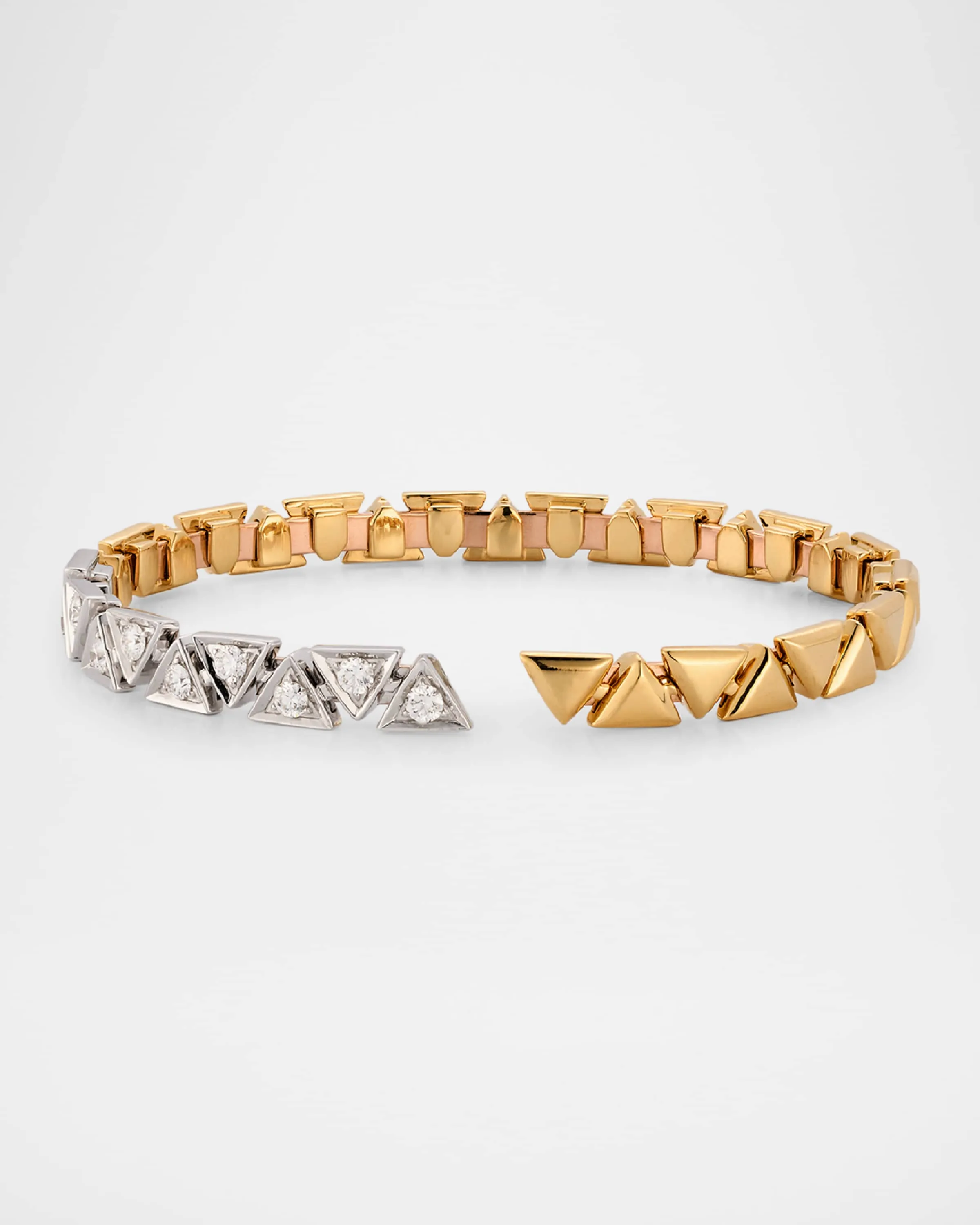 18K Gold Triangle Bangle Bracelet with Diamonds