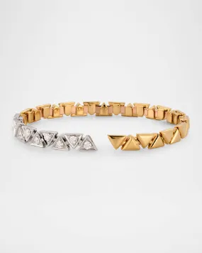 18K Gold Triangle Bangle Bracelet with Diamonds