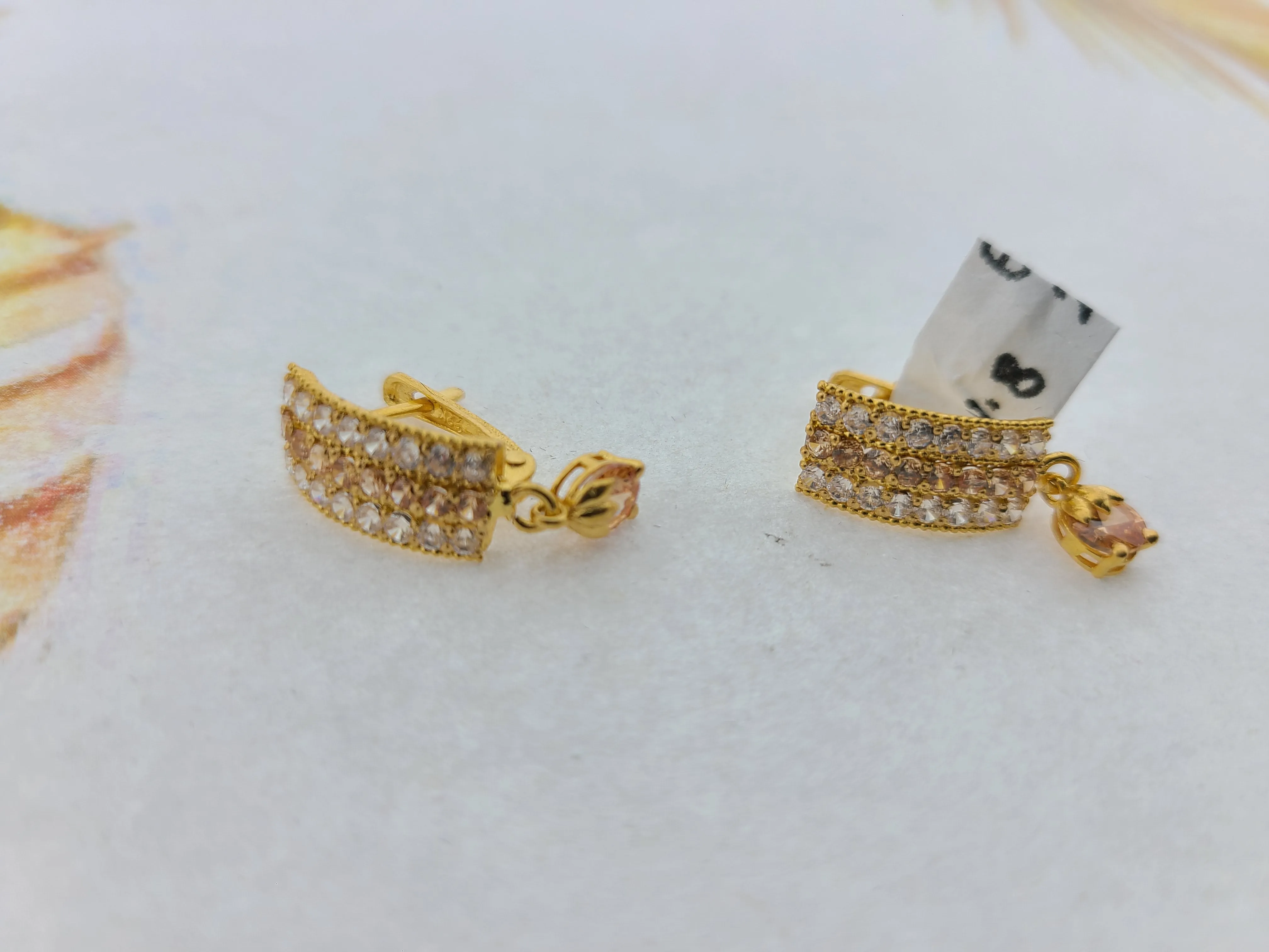 22K Solid Gold Zircon Clip Ons E22271