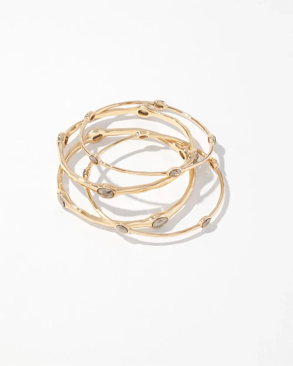 4-Pack Gold + Hematite Crystal Bangle