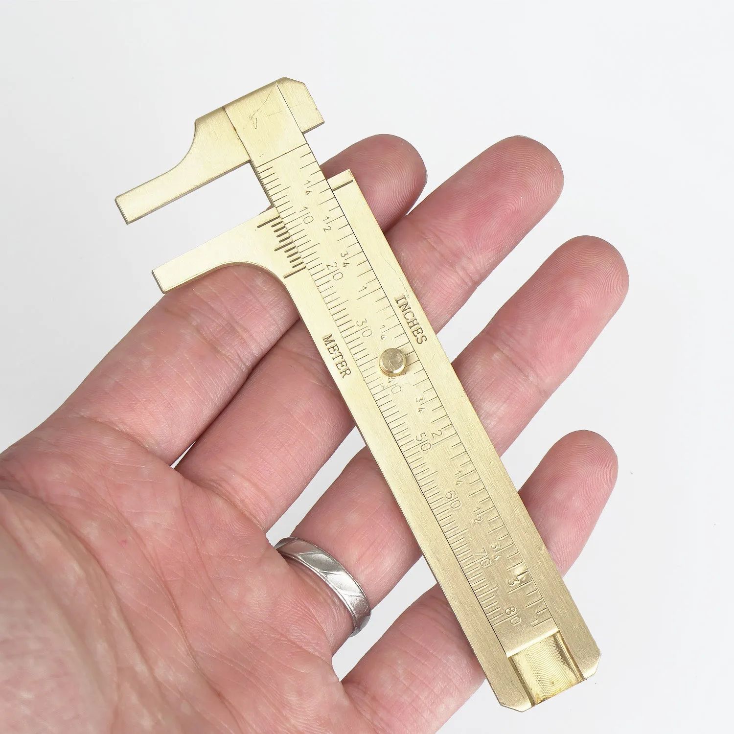 80mm Mini Brass Caliper With Dual Scales Outdoor EDC Tool Measuring Ruler Retro Pure Copper Brass Caliper 1pc 10334551