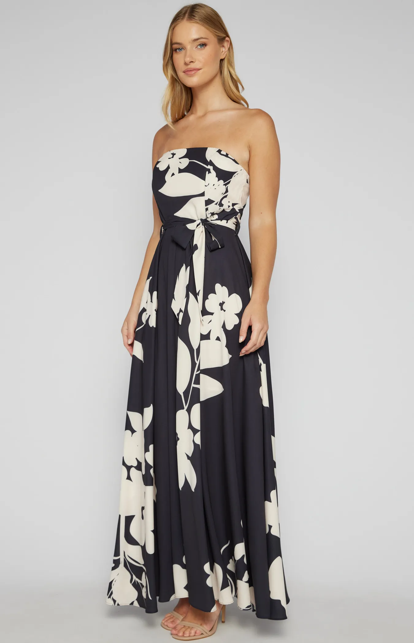 Abstract Floral Strapless Maxi Dress (SDR342-14A)