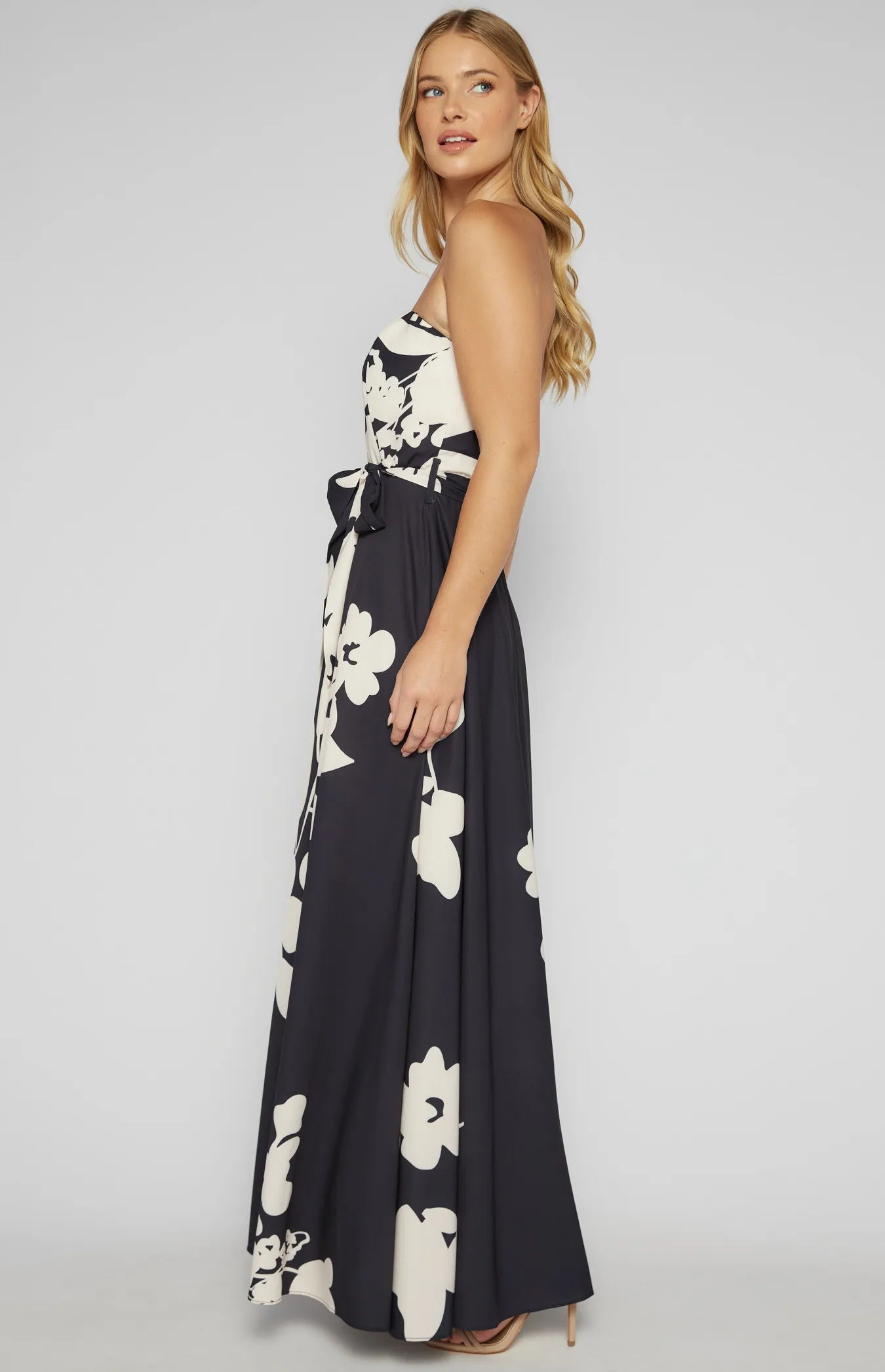 Abstract Floral Strapless Maxi Dress (SDR342-14A)