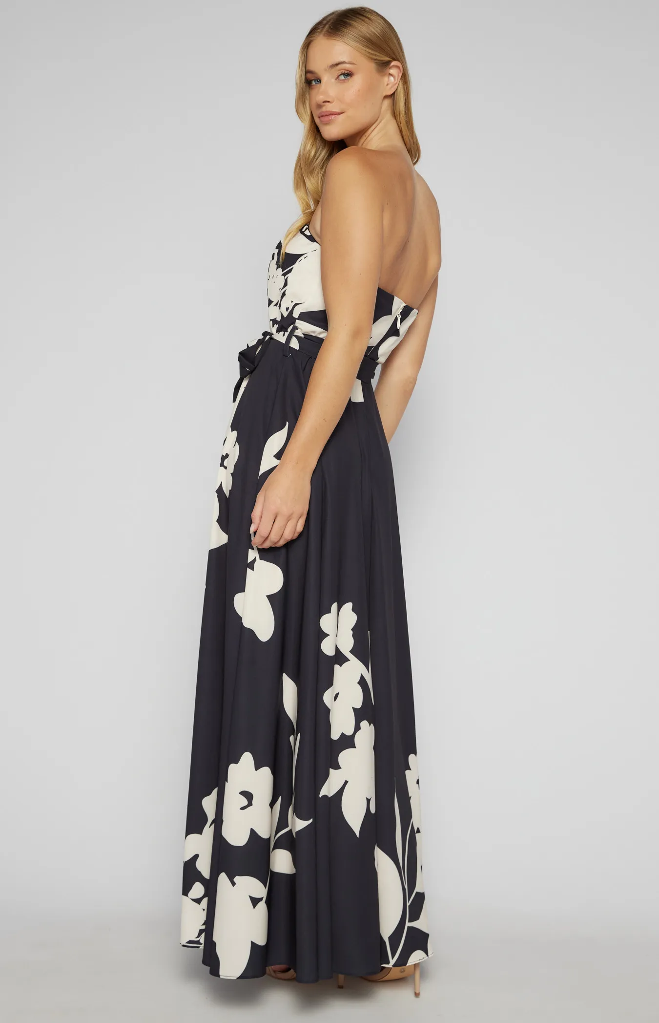 Abstract Floral Strapless Maxi Dress (SDR342-14A)