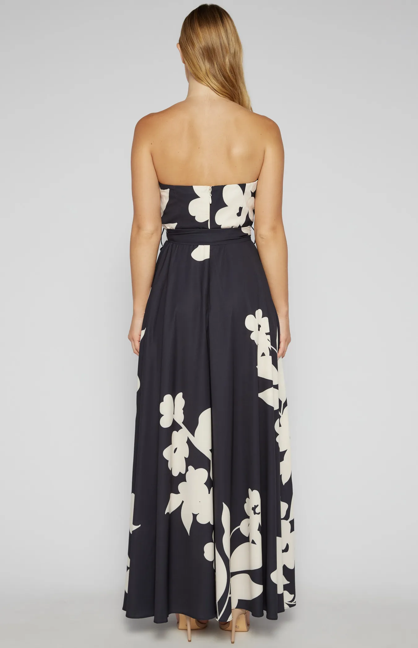 Abstract Floral Strapless Maxi Dress (SDR342-14A)