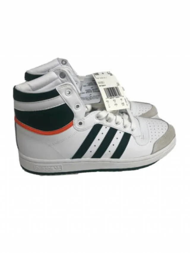 Adidas top ten hi unisex shoes, women sz 8.5, men 7, white orange green ef2831