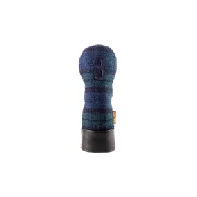 Americana Edition Harris Tweed and  leather golf Headcover in black watch 3 wood