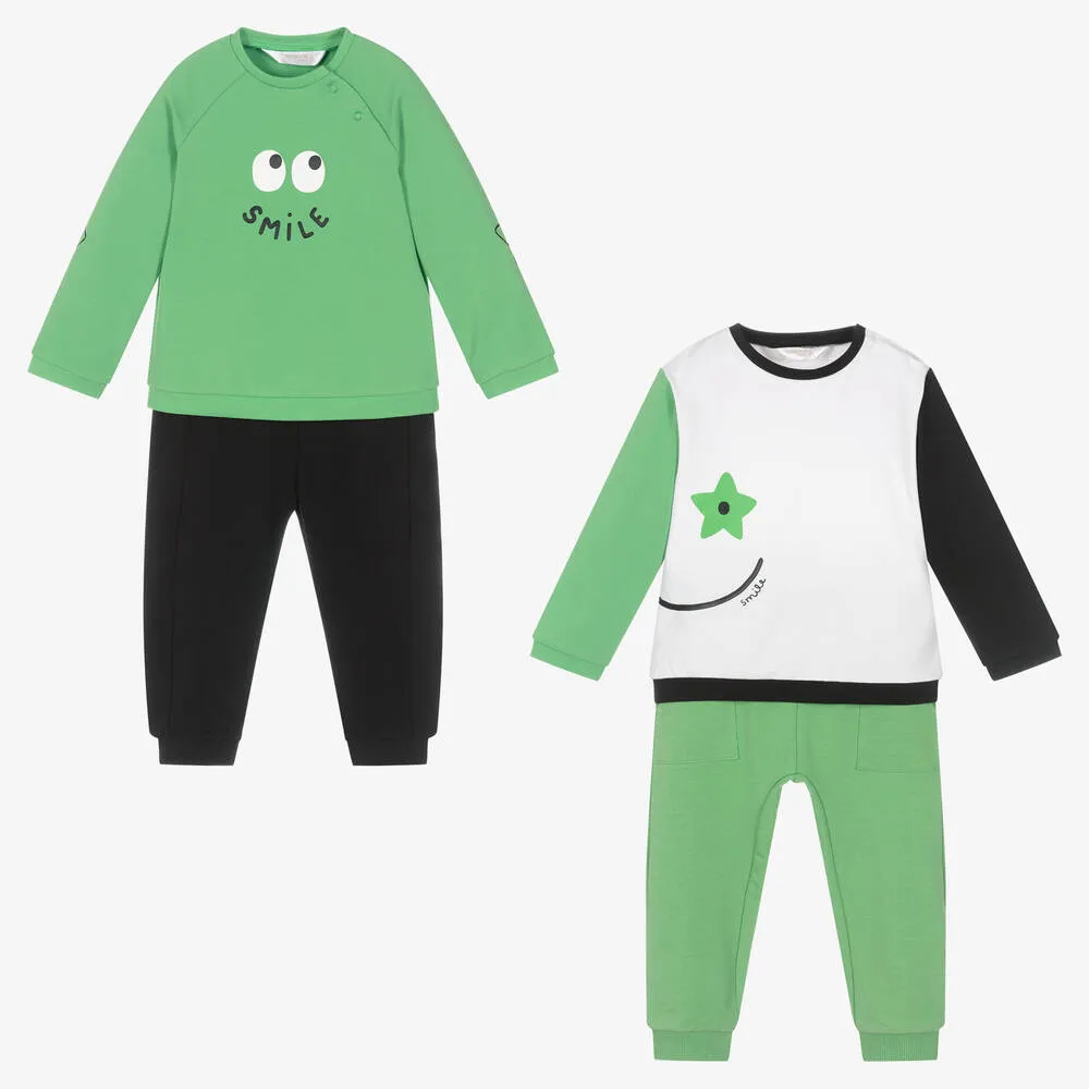 Baby Boys Green Trouser Sets (2 Pack)