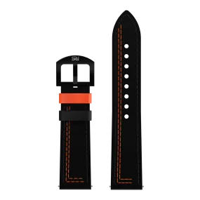 Black & Orange Leather Strap (Adjustable)