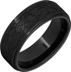 Black Diamond Ceramic Art Nouveau Ring