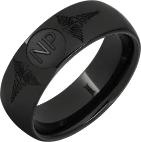 Black Diamond Ceramic Ring With Caduceus - Nurse Practitioner