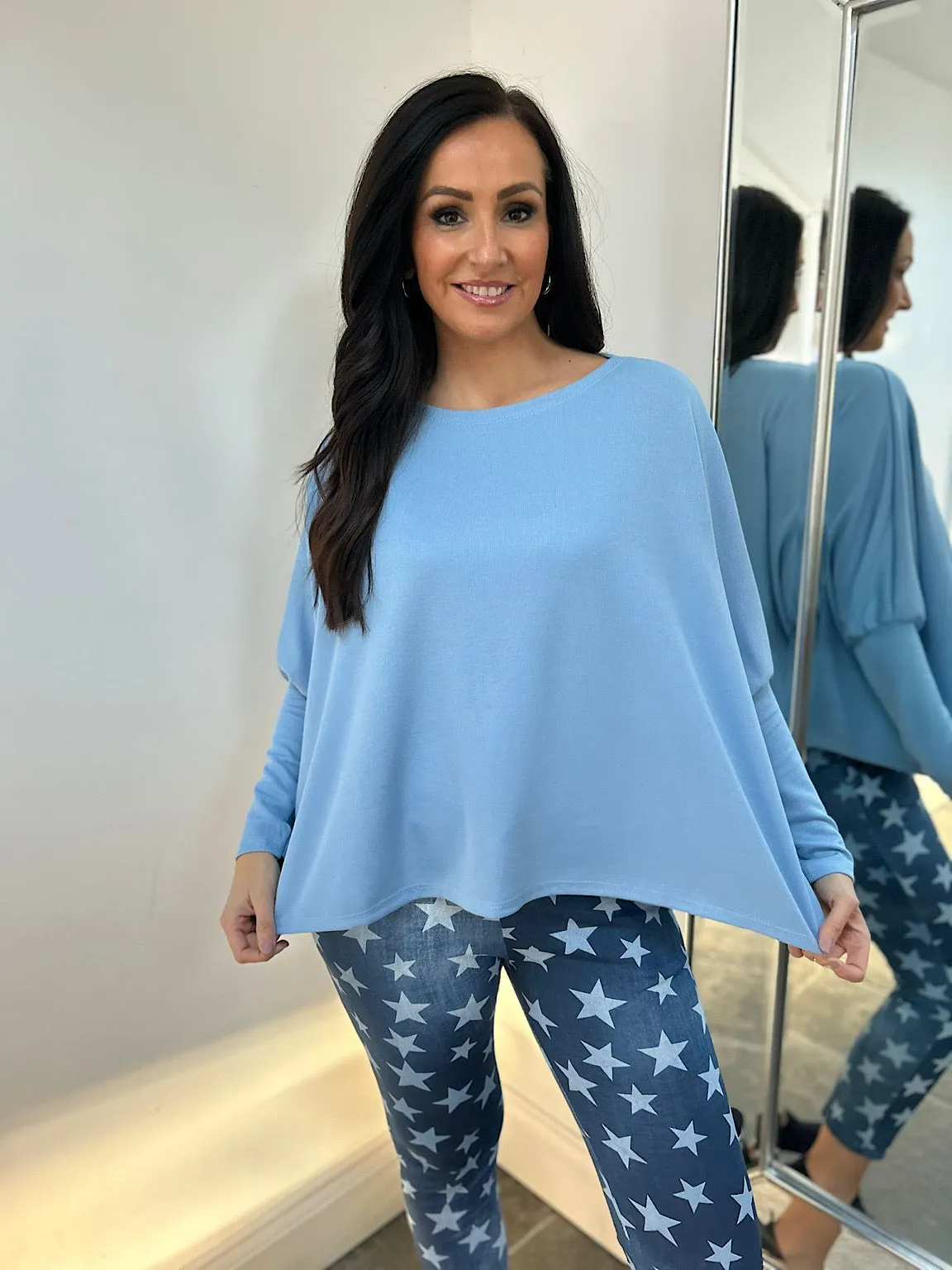 Blue Lightweight Sweat Top Delaney