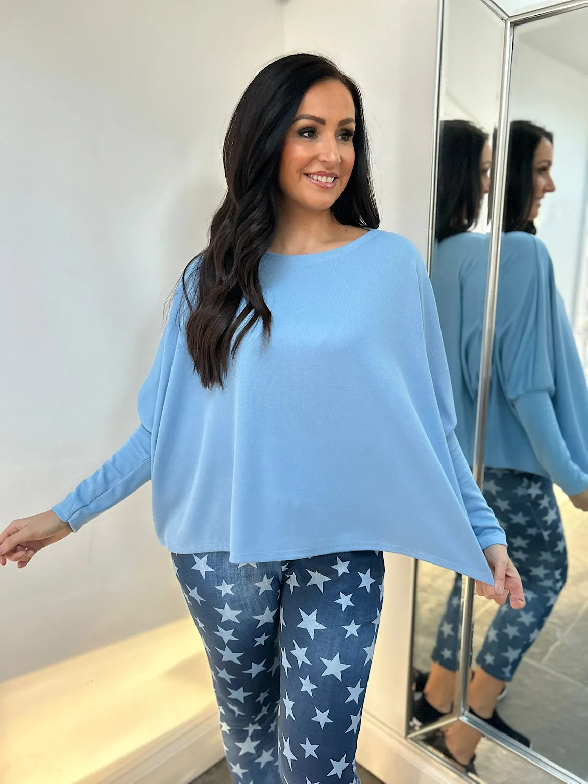 Blue Lightweight Sweat Top Delaney