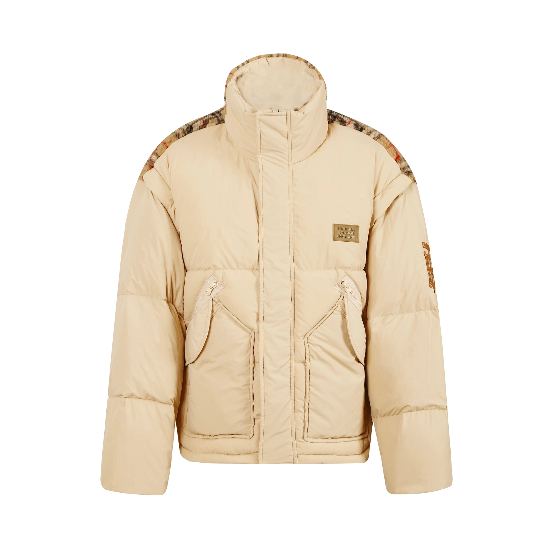 Burberry 24SS patchwork classic pattern down jacket khaki (detachable sleeves) 12.19