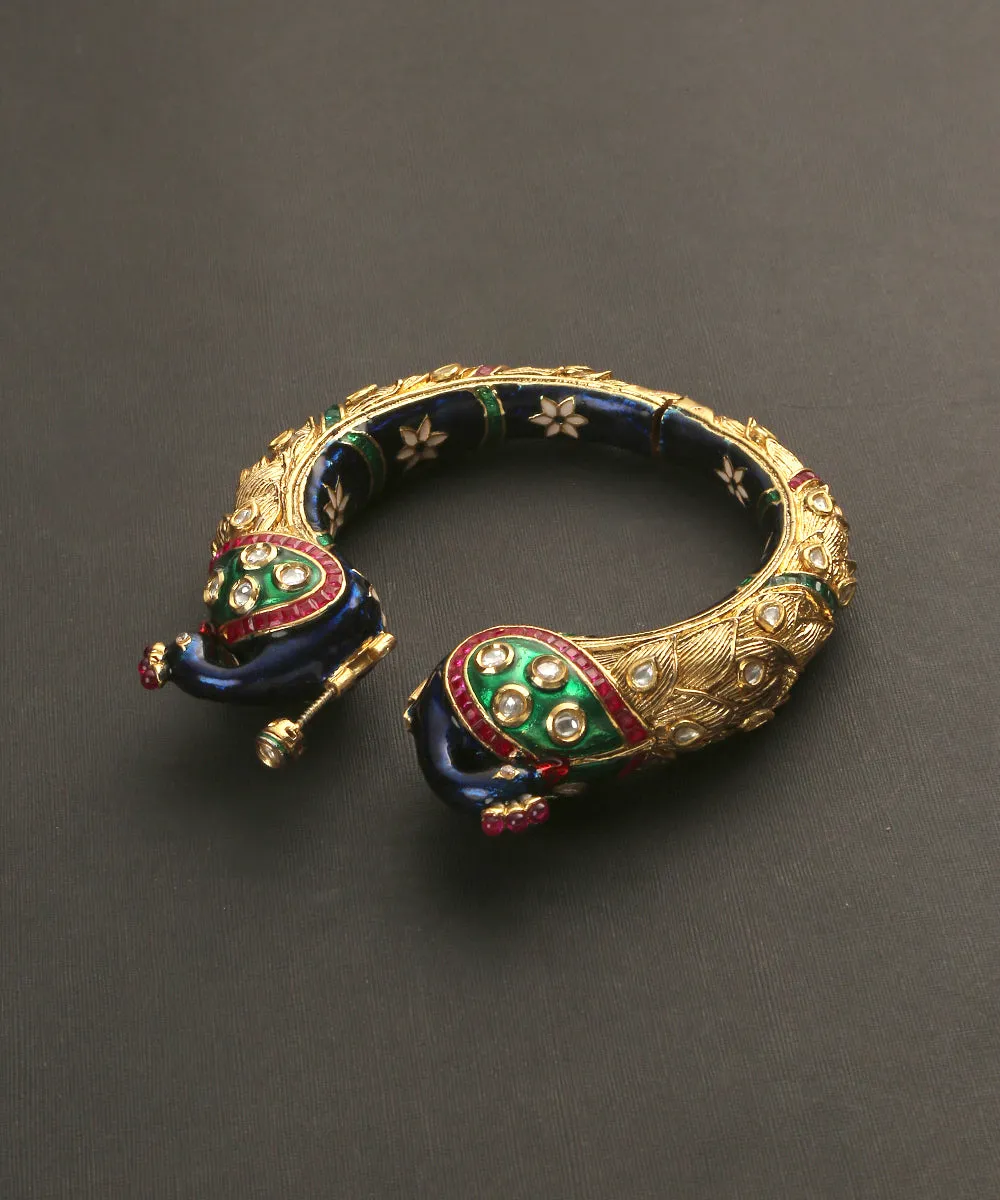 Cala Handcrafted Peacock Bangle With Multicolor Enamel