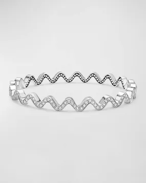 Caviar Spark Diamond Wave 6mm Hinged Bangle Bracelet, Size 7