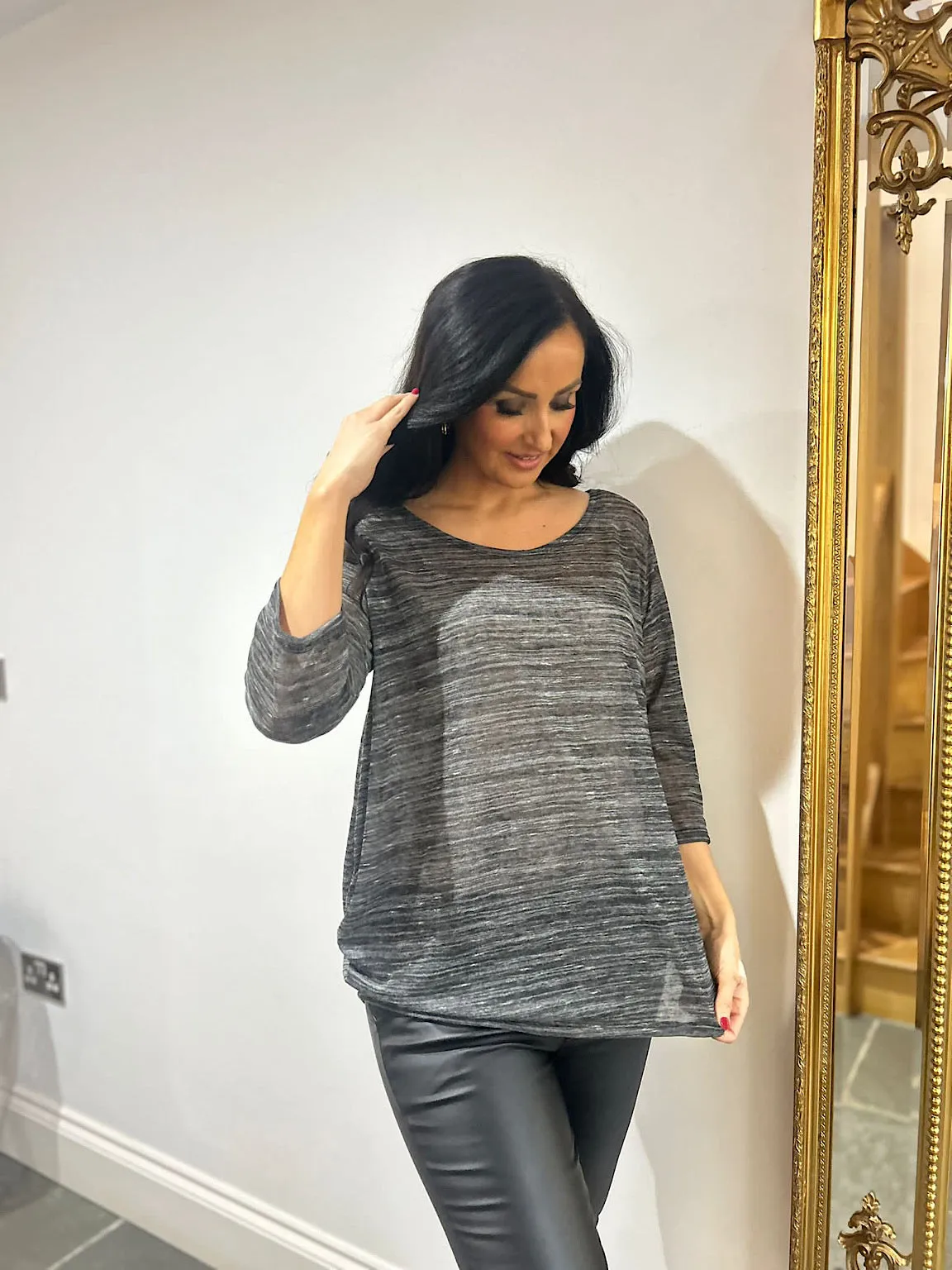 Charcoal Marl Lightweight Top Jennifer