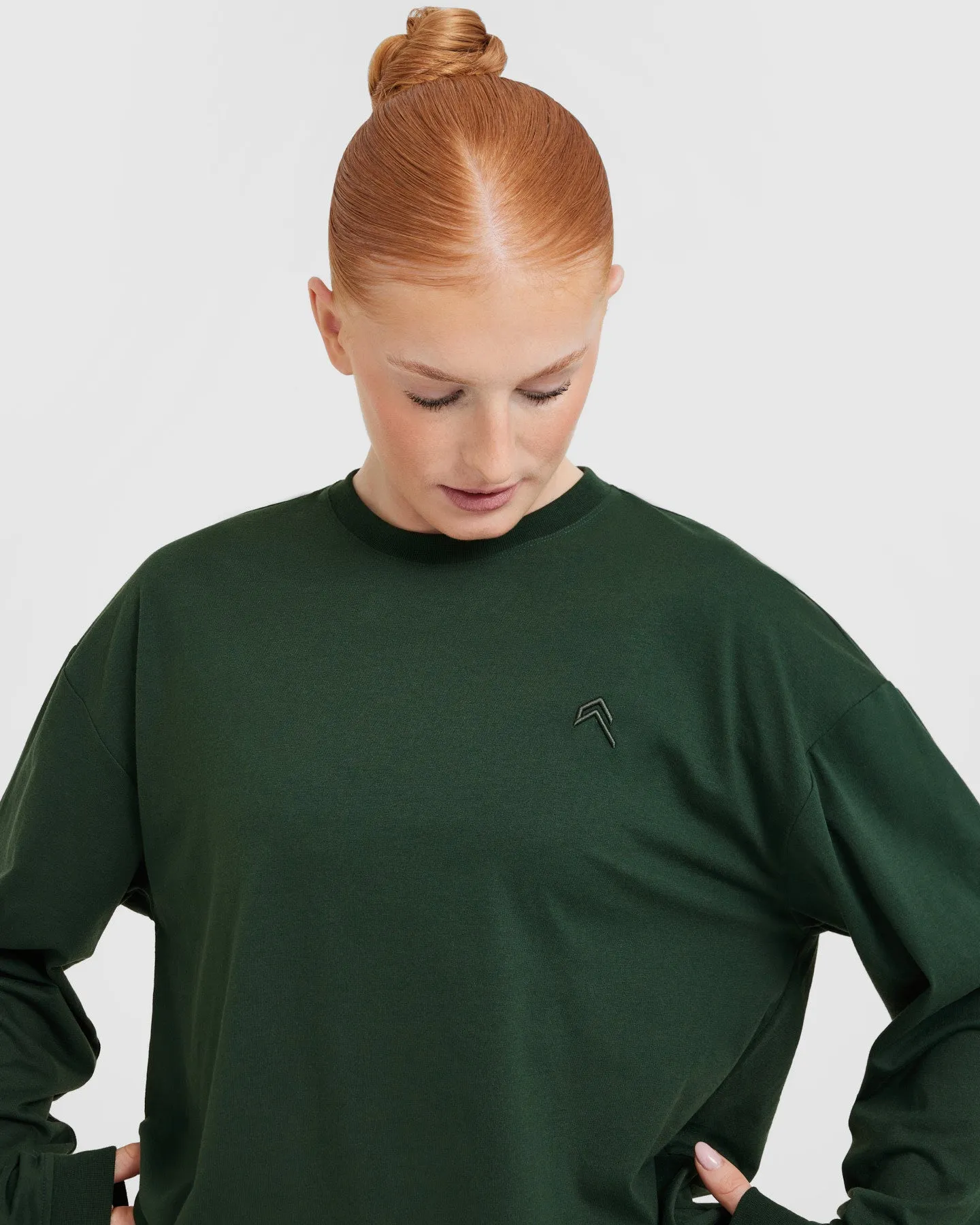 Classic Oversized Lightweight Long Sleeve Top | Pine Green