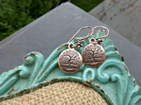 Copper tree of life earrings. Small lightweight earrings.