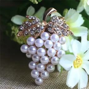 Crystal Rhinestone Flower For Wedding Bridal Dresses Clip Scarf Buckle Pins Grapes Brooches Rose Gold Plated Pearl Brooch S SM6