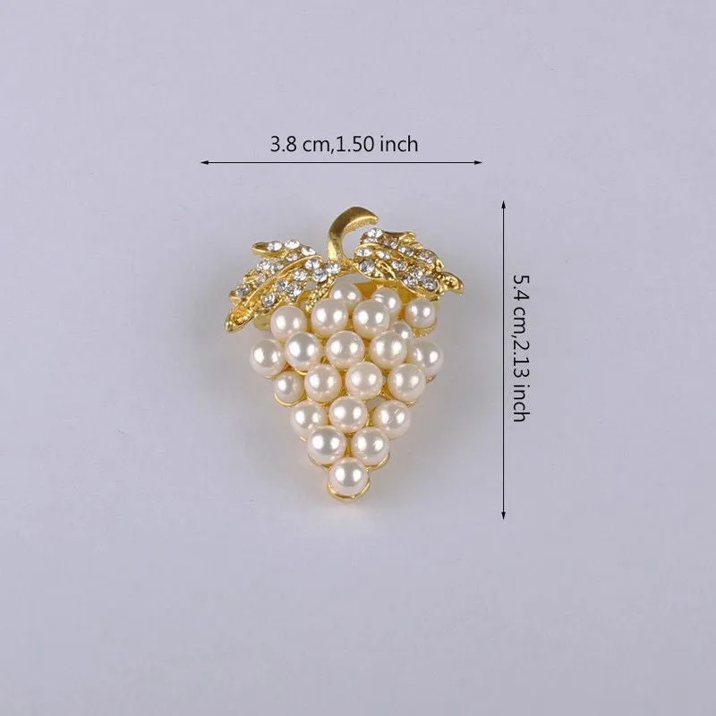 Crystal Rhinestone Flower For Wedding Bridal Dresses Clip Scarf Buckle Pins Grapes Brooches Rose Gold Plated Pearl Brooch S SM6