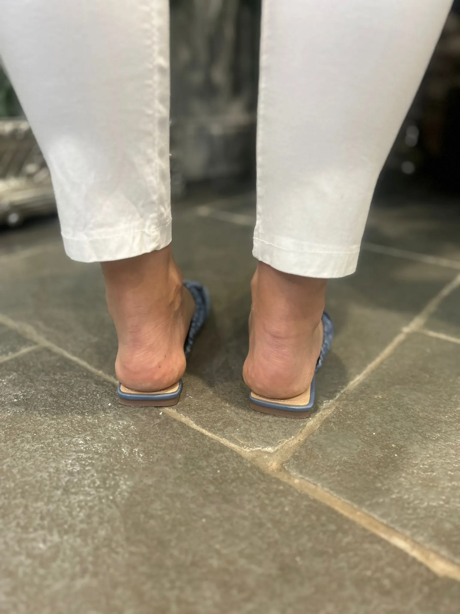 Denim Diamante Detail Slip Ons