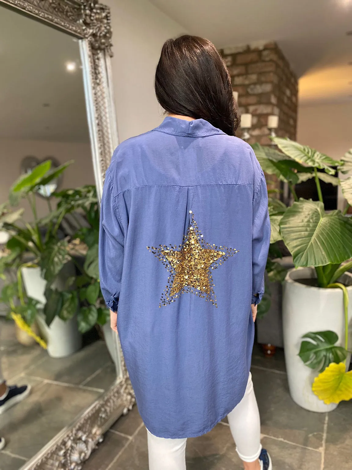 Denim Sequin Star Blouse Simone