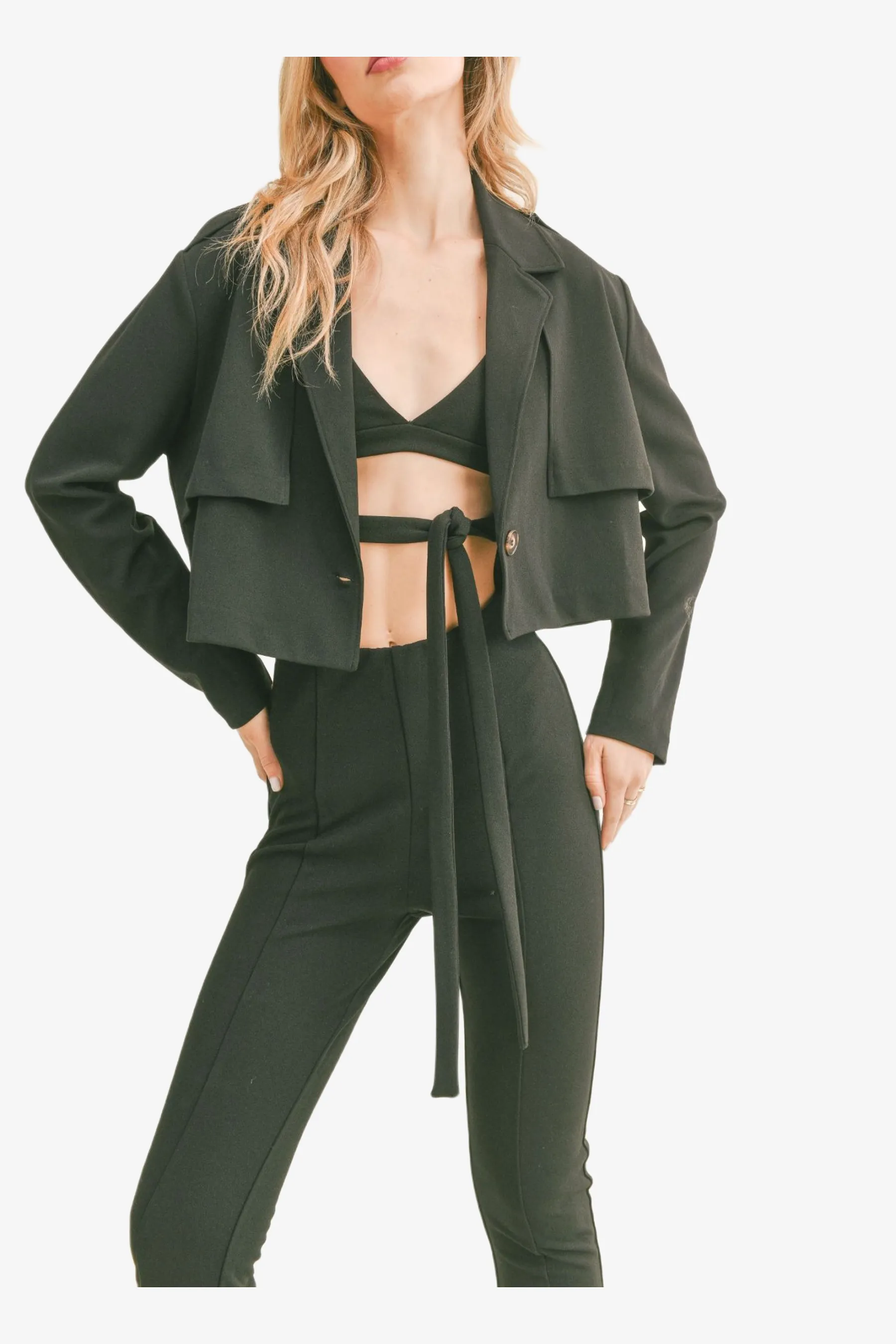 Evening Cocktail Cropped Trench Jacket