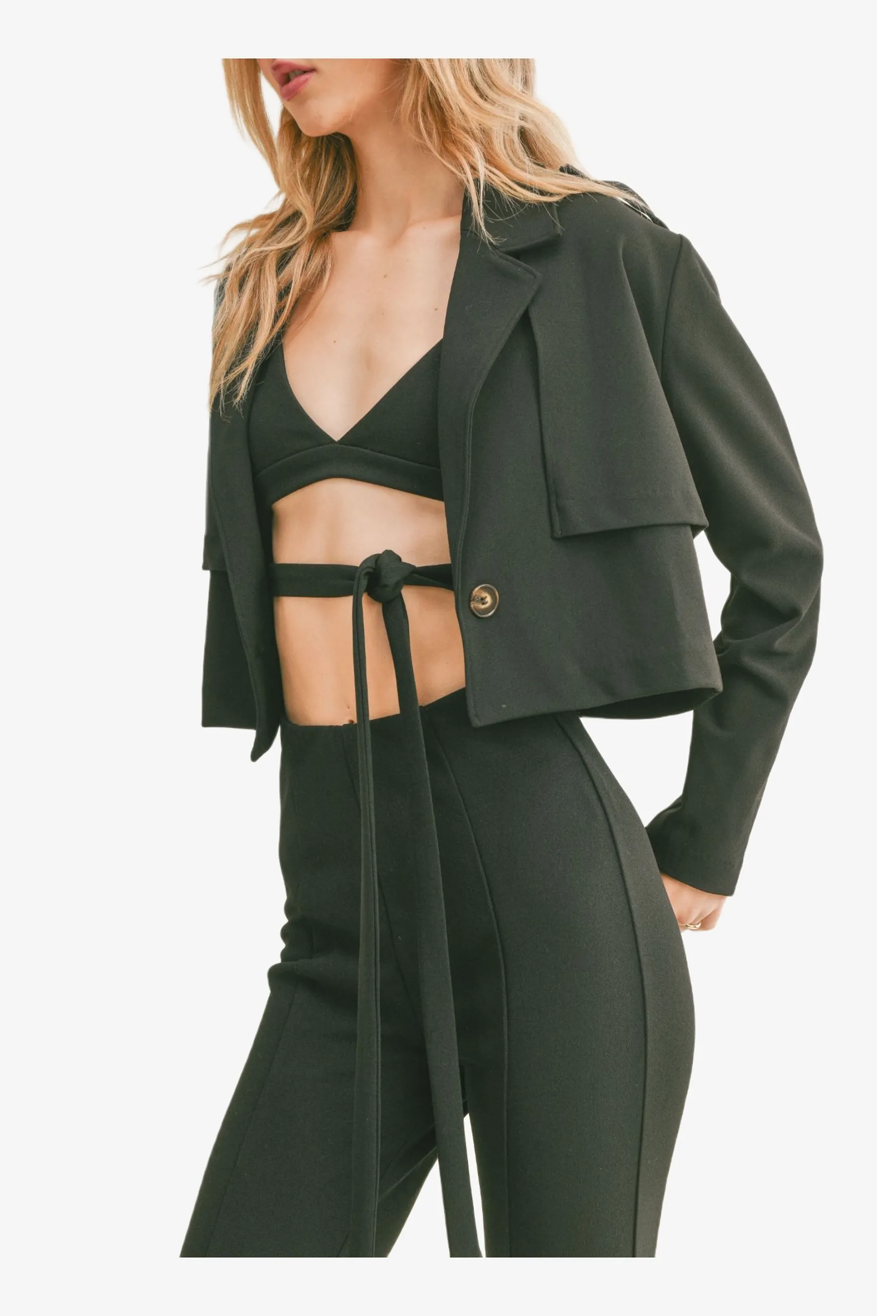 Evening Cocktail Cropped Trench Jacket