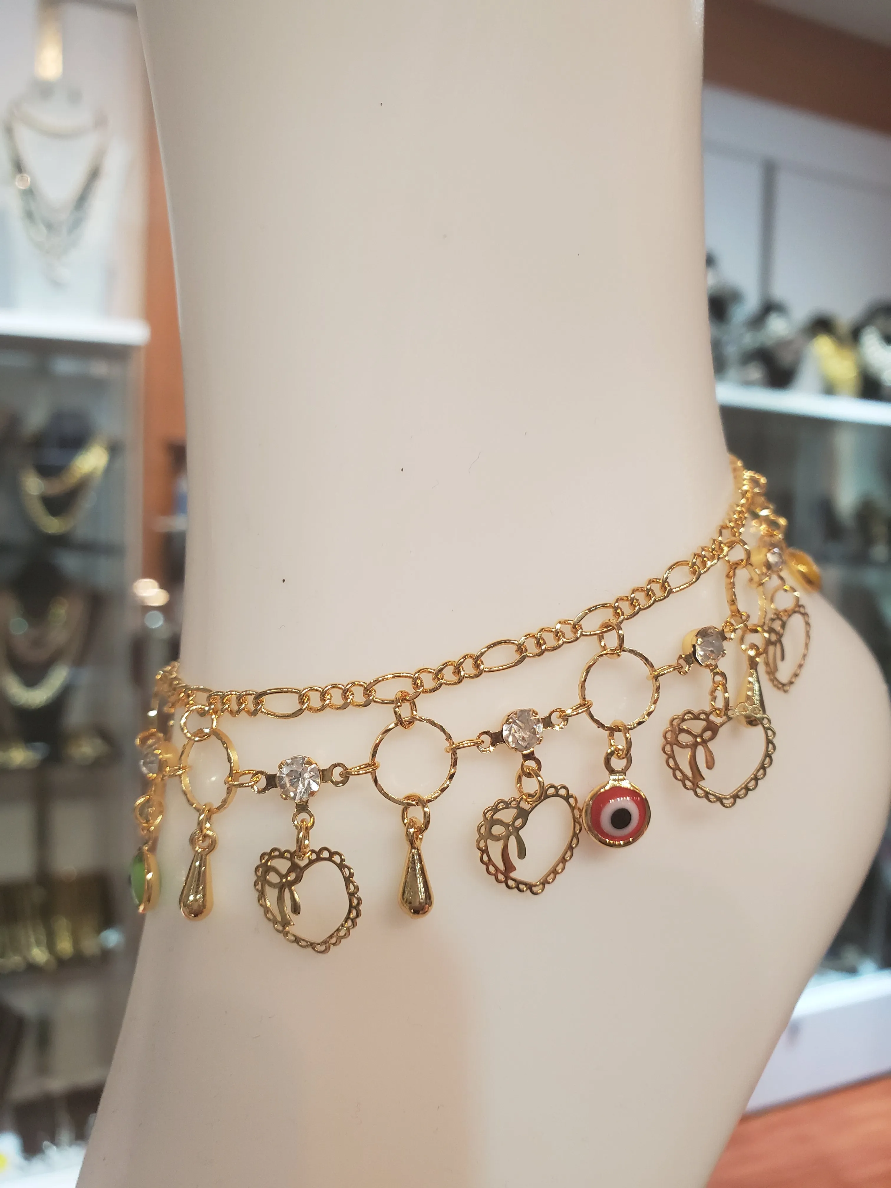 Evil eye fashionable gold plated anklet