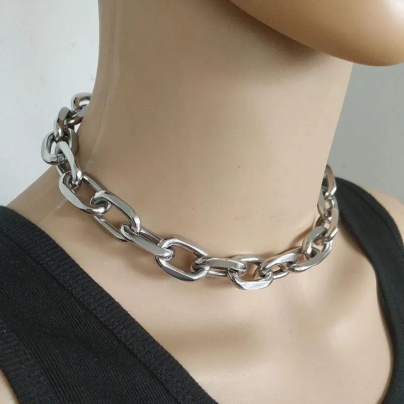 Exaggerated Heavy Metal Big Thick Chain Choker