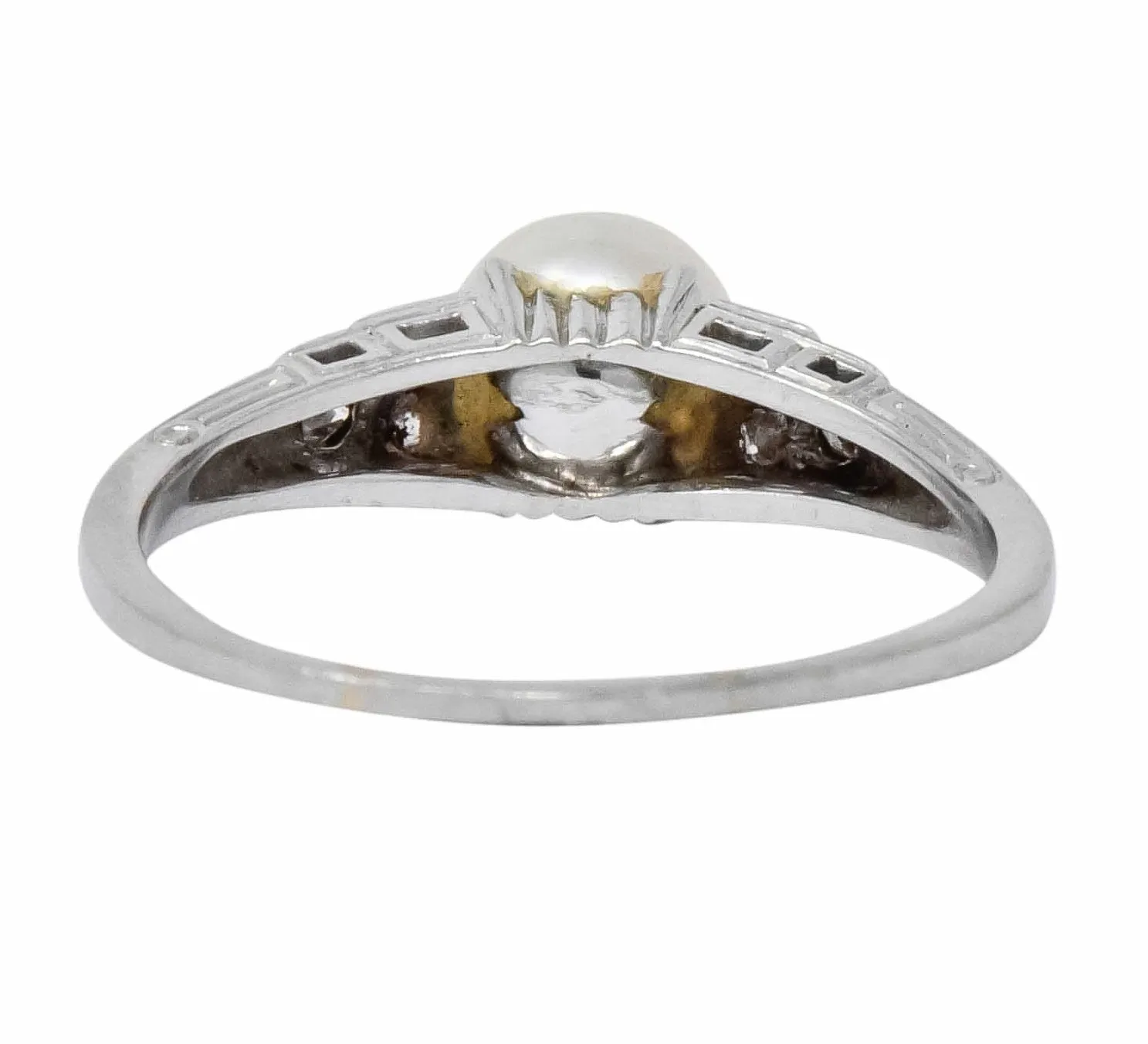 Exquisite Art Deco Natural Pearl Diamond Platinum Fashion Ring