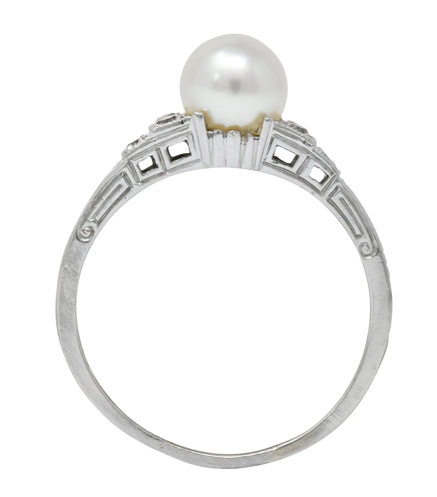 Exquisite Art Deco Natural Pearl Diamond Platinum Fashion Ring