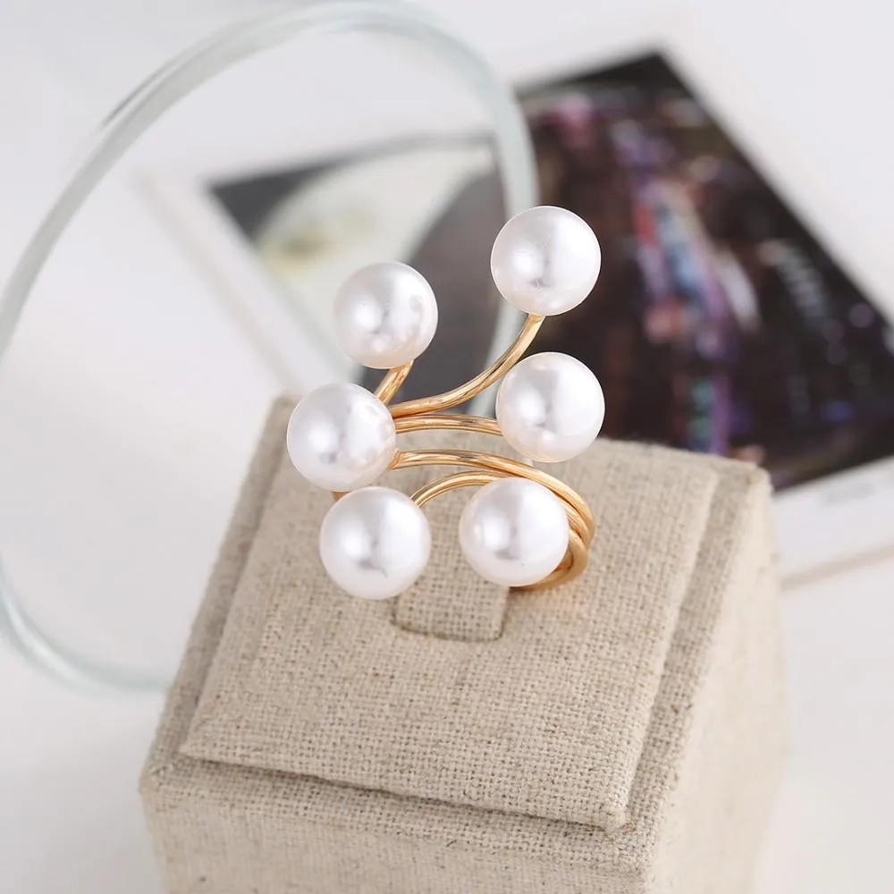 Fashion Elegant simulated Pearl Opening Rings