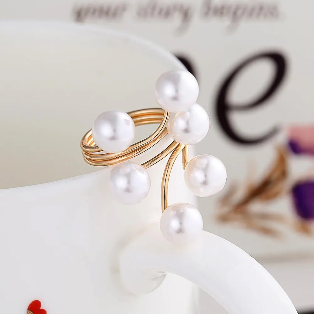 Fashion Elegant simulated Pearl Opening Rings