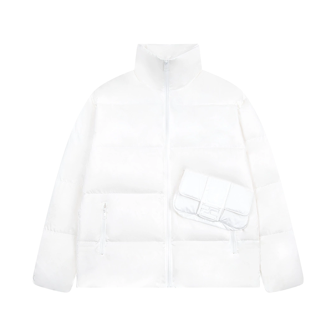 Fendi metallic logo bread pocket down jacket White 12.19