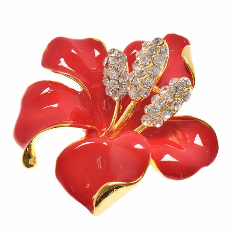 for women Wedding Bridal Brooch Pins Girls Gifts 6 Colors Flowers Enamel Rhinestone Crystal Flower Lily Brooches SM6