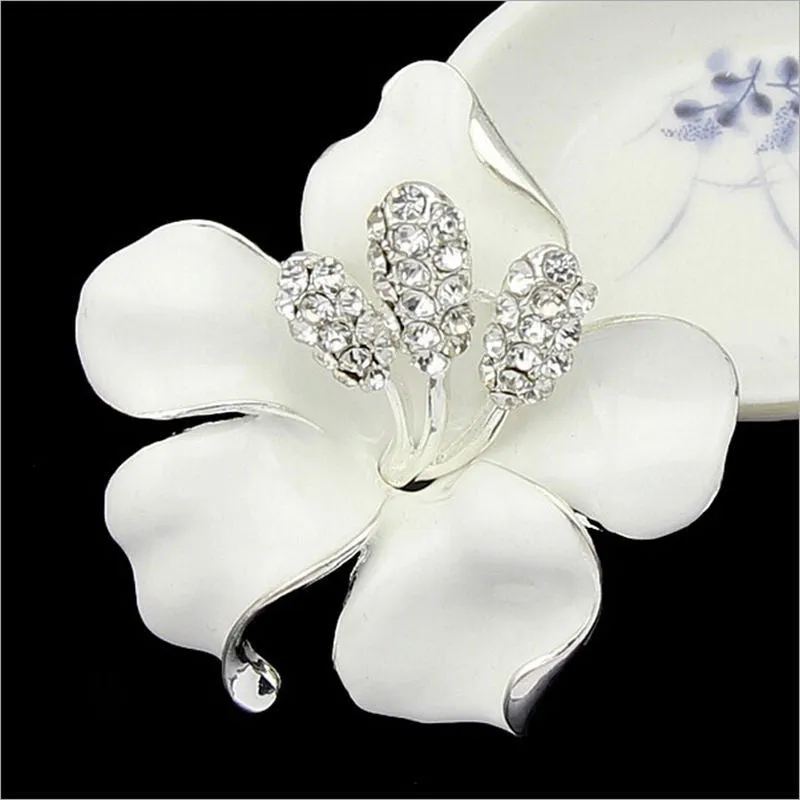 for women Wedding Bridal Brooch Pins Girls Gifts 6 Colors Flowers Enamel Rhinestone Crystal Flower Lily Brooches SM6