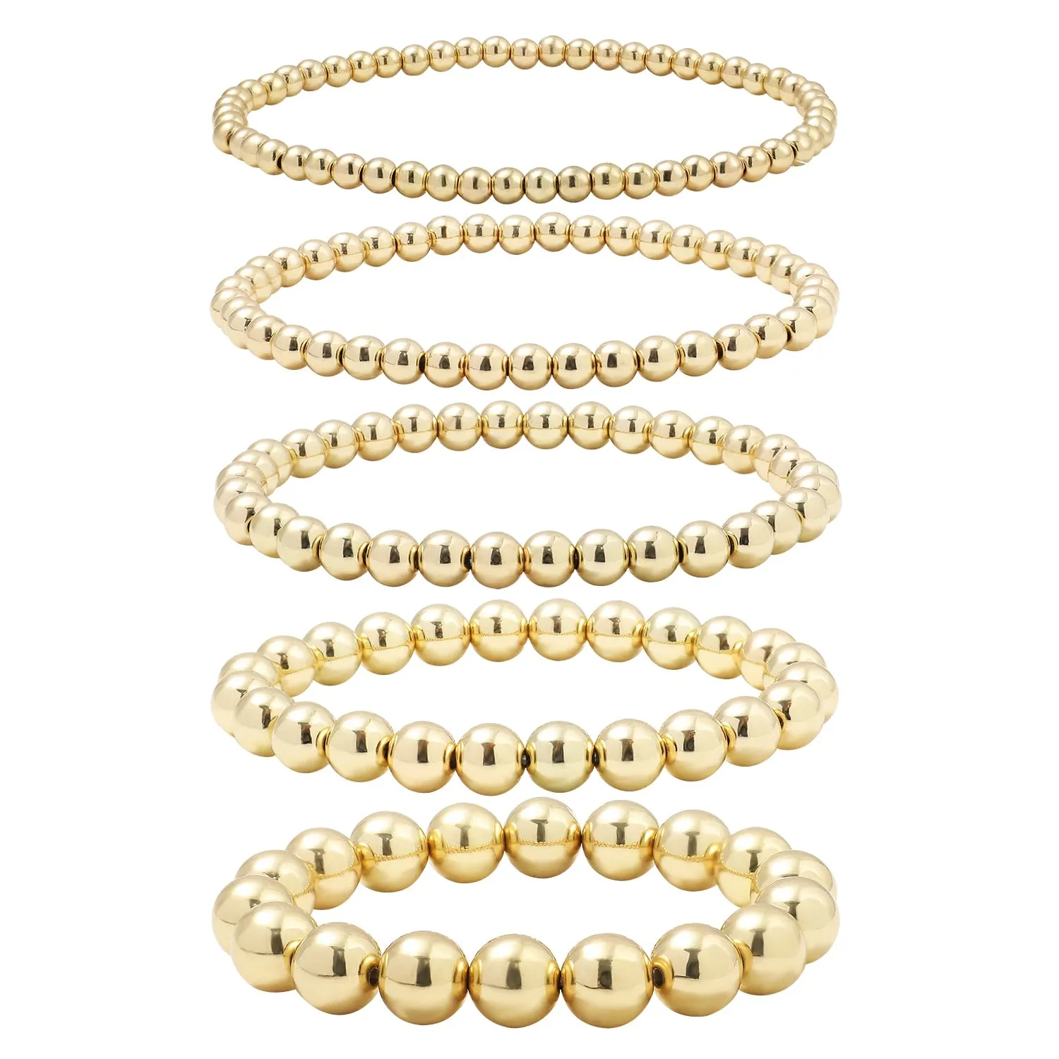 Gold Color Big Round Beaded Handmade Chain Bracelet Stack