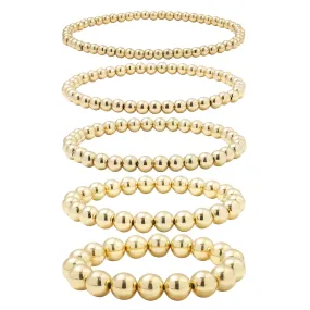 Gold Color Big Round Beaded Handmade Chain Bracelet Stack