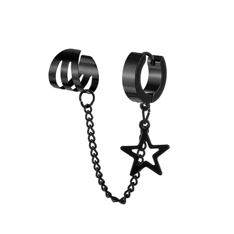 Gothic Punk Black Cross Long Chain Earrings