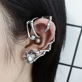 Gothic Punk Style Spider Web Claw Zircon Ear Clip Earring