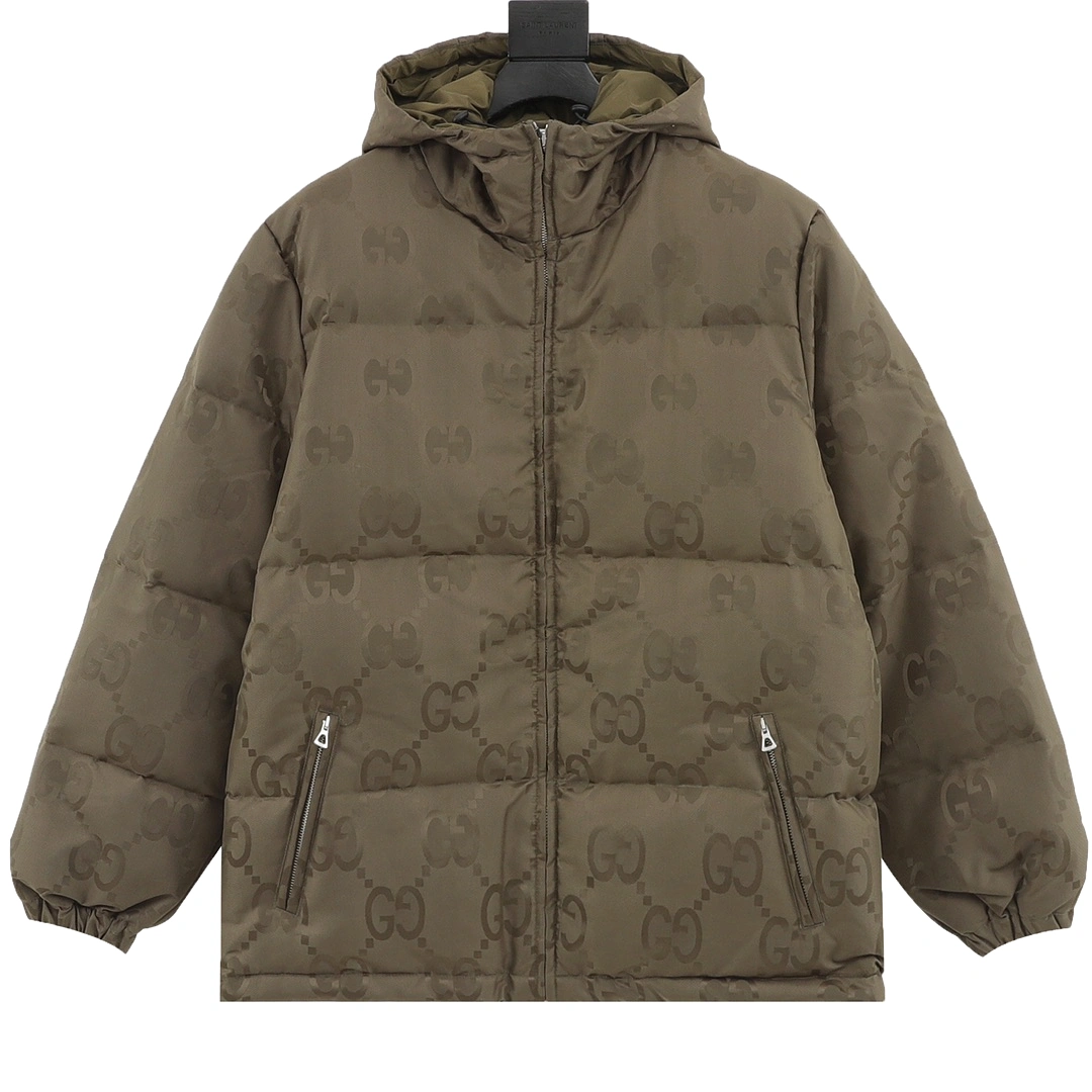 Gucci limited edition full logo down jacket Brown 12.5