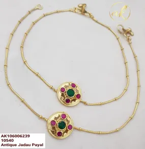 Harini , Antique Gold finish Jadau Payal / Anklets for Women -SAY001PWB