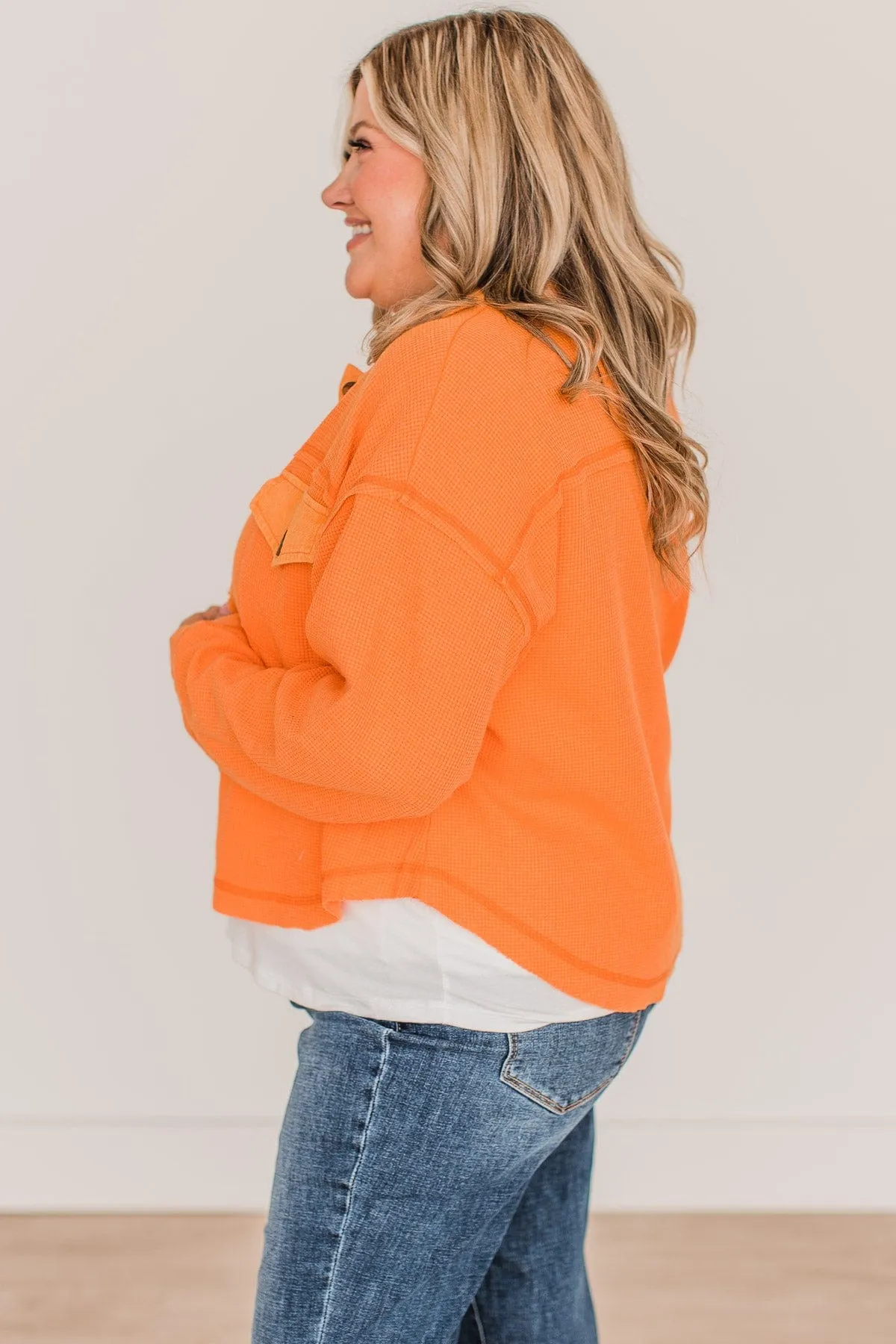 Honorable Mention Lightweight Button Top- Neon Orange