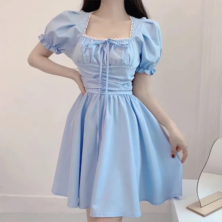 Ins fashion baby blue waist princess dress BY8012