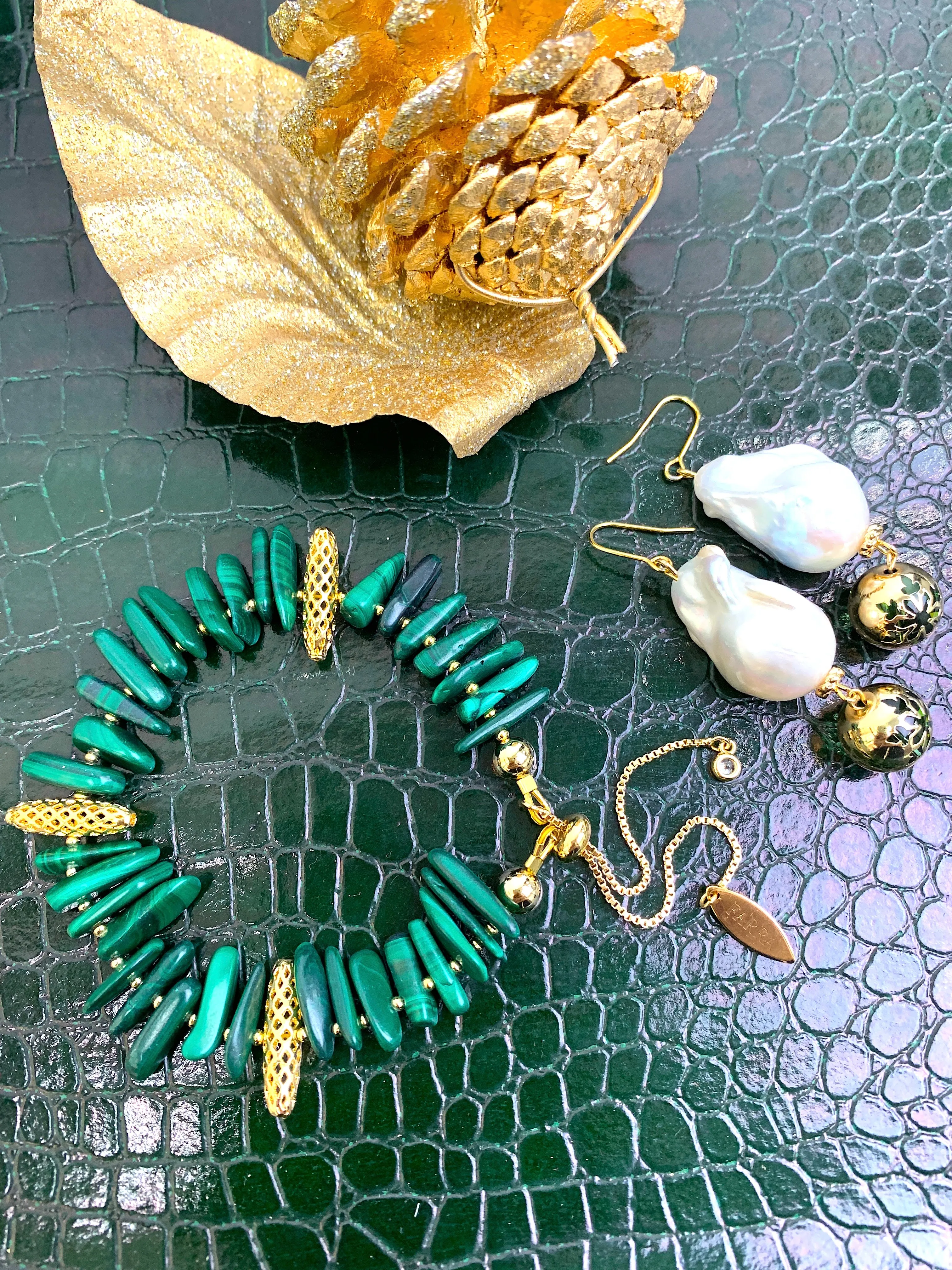 Irregular Malachite Adjustable Bracelet HB005