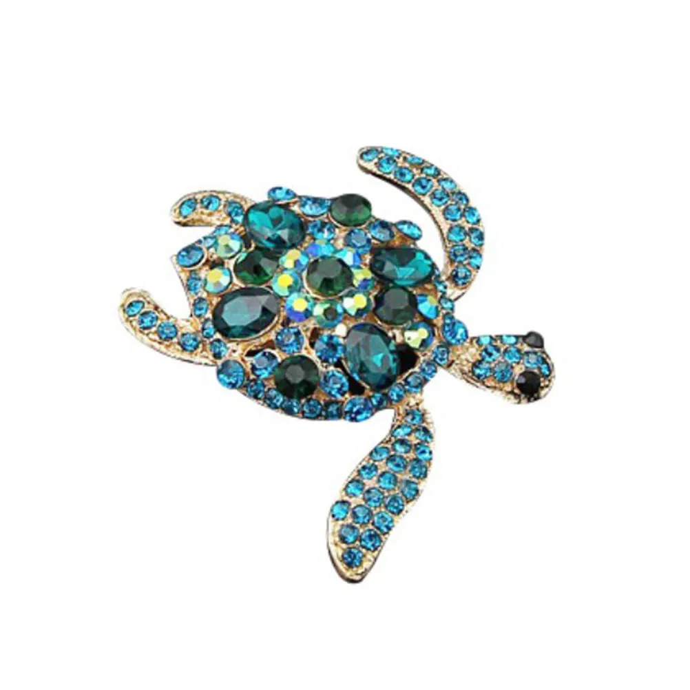 jewelry green blue turtles brooches animal pins for party decorations Women Men Rhinestone Crystal Jewelry SM6