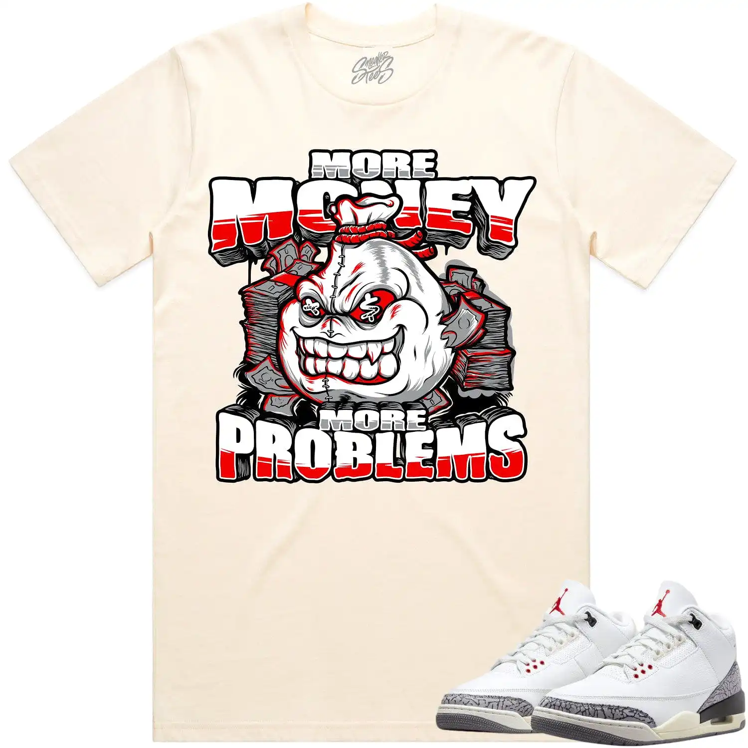 Jordan 3 White Cement 3s Shirt to Match - RED MORE PROBLEMS